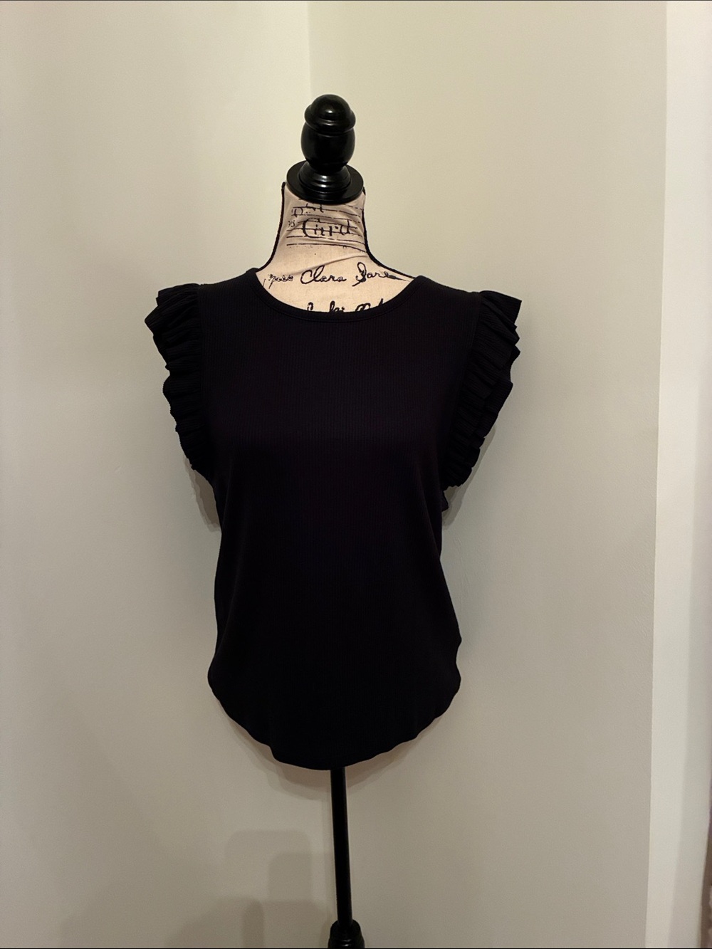 J. Crew Black Ruffle-Sleeve Muscle Tee